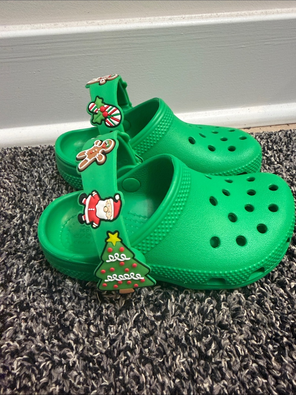 CROCS Kids Green Holiday Clog Sandals with Festive Charms
